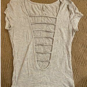 LF Emma & Sam Gray and White Striped Short Sleeve Tee